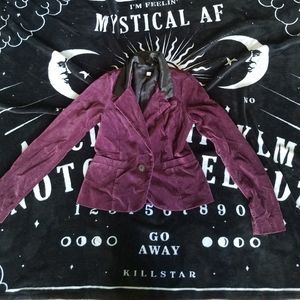 Purple Velvet Blazer with Black Satin Collar